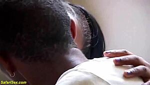 Ebony girl experiences rough titty fuck and doggystyle with extreme big black cock for first time