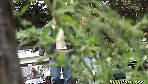 Busty milf picked up and fucked outdoors