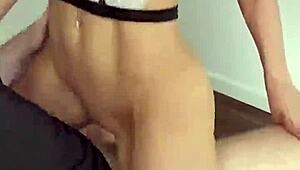 blonde milf sells sex video with boyfriend for cash, including handjob and cumshot