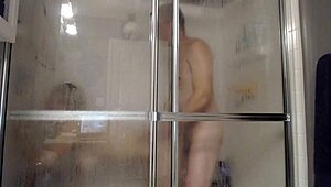 husband fucks wife in shower with dildo and buttplug 😏