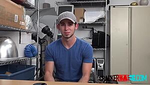 Teen jock bent over director's desk for big black cock pounding.