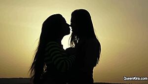 wanna see busty russian kira queen masturbate with toys outdoors with a sexy brunette?