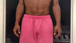 Cute brunette works out in stockings and dorm