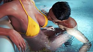 sweet kisses in 3d cartoon hotel with milf stepmother.