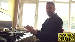 Busty sub milf's ass destroyed before tasting hot cum in domination