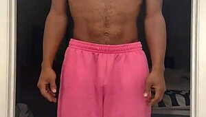 Cute brunette works out in stockings and dorm