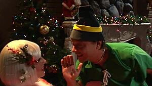 Naughty elf fucks Santa's wife in the ass
