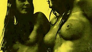 Vintage lesbičky si užívají divokou skupinovou zábavu v přírodě