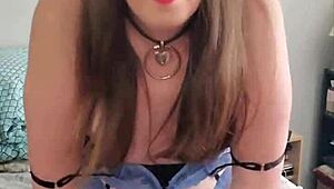 Solo transgender woman enjoys riding her pillow