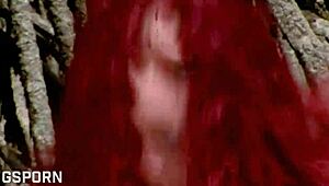 Enjoying a sexy Brazilian redhead girl on the beach