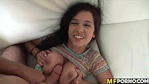 Brunette teen hints at slutty pov fucking with friend