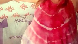 Mariaold stripping and playing with her pussy