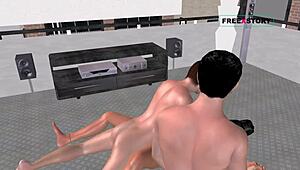 Chica india animada en trío caliente porno cartoon