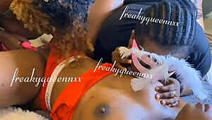 the lesbians having sex in lingerie, bent over doggystyle with cunilingus