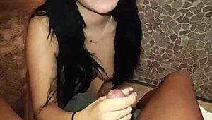 Point of view sucking and swallowing demonstration