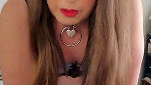 brunette tranny humps pillow in solo act. she teases with every wild move.