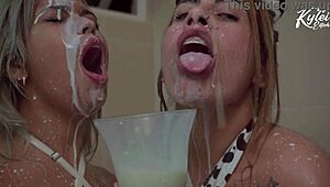Beautiful Porn Superstars Kylie Ellish and Ann Rides Soaked in Cum Shower
