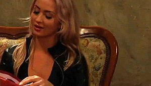 Sophie the busty slave submits to vibrating strap-on