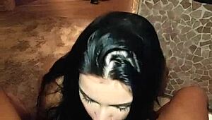 Point of view sucking and swallowing demonstration