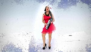 Christmas helper in stockings and lingerie gets kinky retro vintage sex with curvy secretary.