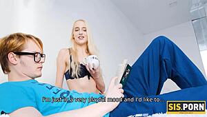 Blonde sisporn teen bangs stepbro while bf relaxes nearby