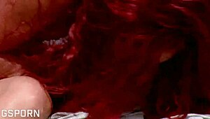 Enjoying a sexy Brazilian redhead girl on the beach