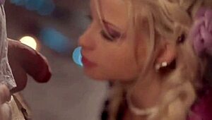 Making her blowjob mouth water with handjob