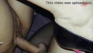 She slipped into high heels before getting down. Her legs and dirty talk drove the close-up wild.