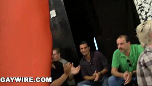 gaywire crew hits the sausage party, stripping hunks rip clothes in wild orgy fun