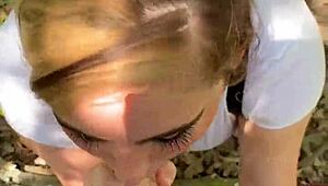 Random jogger deepthroats on hiking trail POV