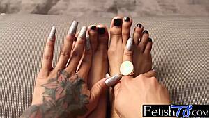 Gorgeous TS Ebony Megan Snow Indulges in Intense Foot Fetish with Shoes and Heels.