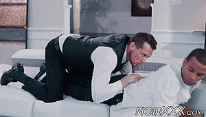 tall businessman anally fucks young black hunk