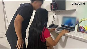 Hot job interview turns wild with young beautiful woman in group?