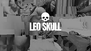 Brunette friend's wife arrives home and gets intensely fucked in lingerie