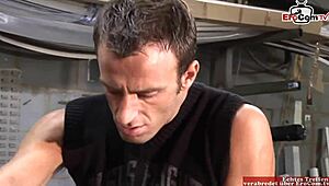 this devoted teen 18+ takes deepthroat, anal, and facial in group threesome