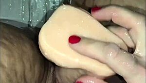 pawg shower solo with big ass masturbation, wet tits and hairy boobs in pov