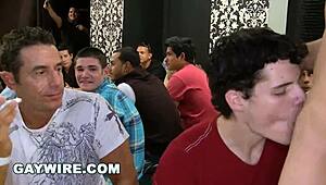 gaywire crew hits the sausage party, stripping hunks rip clothes in wild orgy fun
