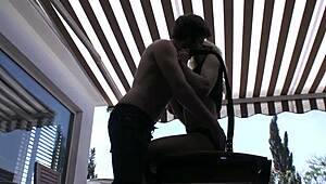 Blonde Shemale Lara Sucks and Fucks Straight Guy Outdoors