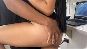 Hot job interview turns wild with young beautiful woman in group?