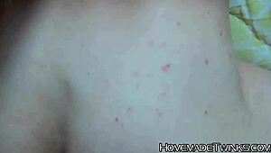 Horny skinny twink gives blowjob to monster cock in POV homemade scene.