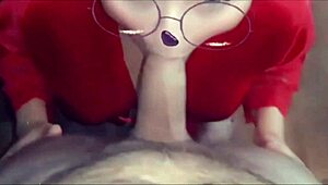 the beauty gives a gentle blowjob to her friend