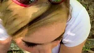 Random jogger deepthroats on hiking trail POV