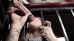 tattooed sub deepthroats master rough