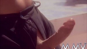 Short haired bitch gets fucked outdoors