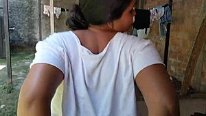 My neighbor leaves the patio door open and i see her entire ass and then fill it with semen