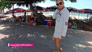 Hard Outdoor Sex with a Black Teen in Public