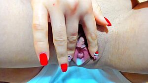 i’m obsessed with beautiful Myla Angel stretching her wet pussy after hot sex.