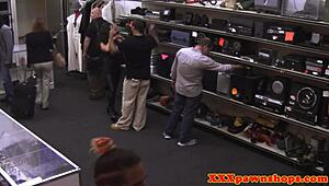Busty Pawnshop Milf Sucking in Hidden Back Store