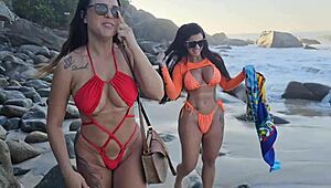 I found two hotties on the beach and fucked them both to orgasm