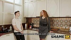 Shame4k! Καυτή κούγκαρ γαμάει τον διεφθαρμένο γείτονα σε άγρια αναλ!